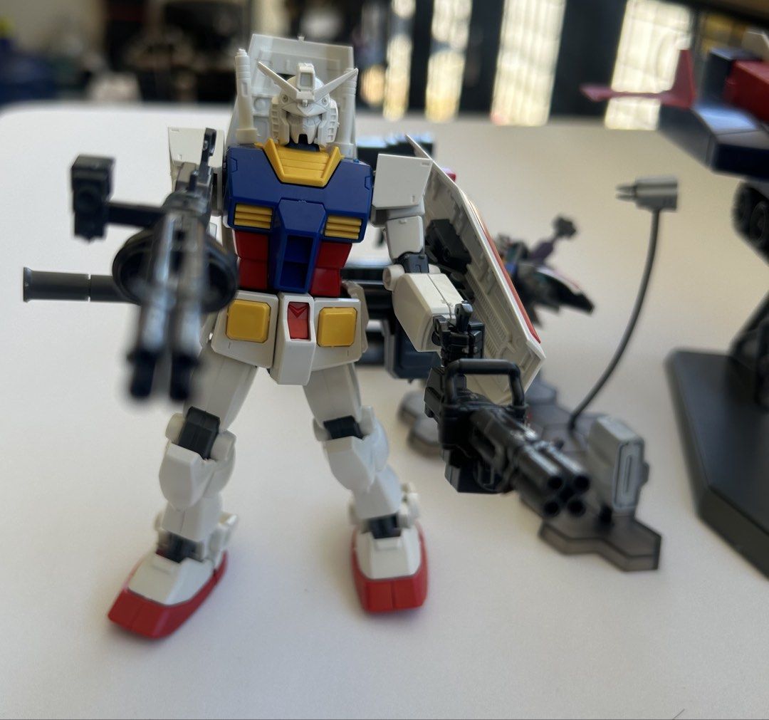 G Armor & Gundam Tactic 3 (Category: Gundam & Model Kits) located in Cagayan de Oro. Submitted by aljay02 (Listing ID 1432505366, Image 3). Description: - HG Build Weapon Caletvwlch Feder model kit. - Includes multiple Gundam figures and accessories. - Features: - Large aircraft-like component - Smaller Gundam figure with shield - Larger Gundam figure with multiple weapons - Includes stands for: - Aircraft component - Smaller Gundam figure.