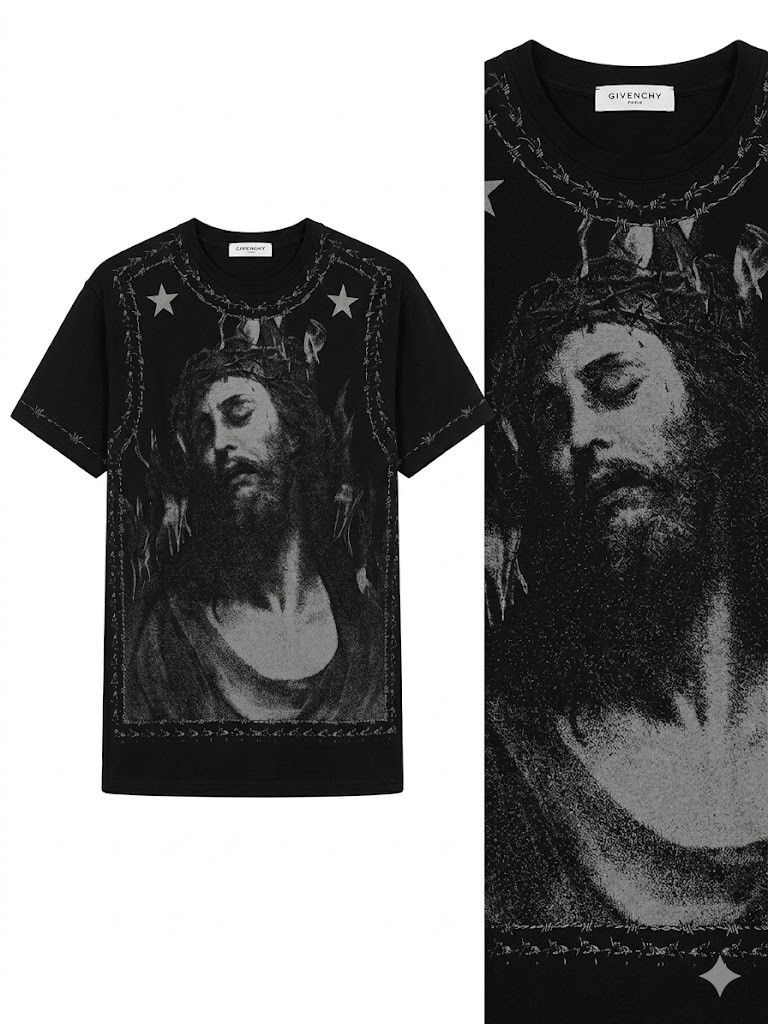 Givenchy Jesus Print T-shirt (Category: Tshirts & Polo Shirts ) located in Cabuyao City. Submitted by grand_vault (Listing ID 1432579148, Image 1). Description: - Givenchy T-shirt - Black color - Features a Jesus print - Size: M - Crew neck - Short sleeves - Authentic with Givenchy logo tag - Unique design - 22x28.