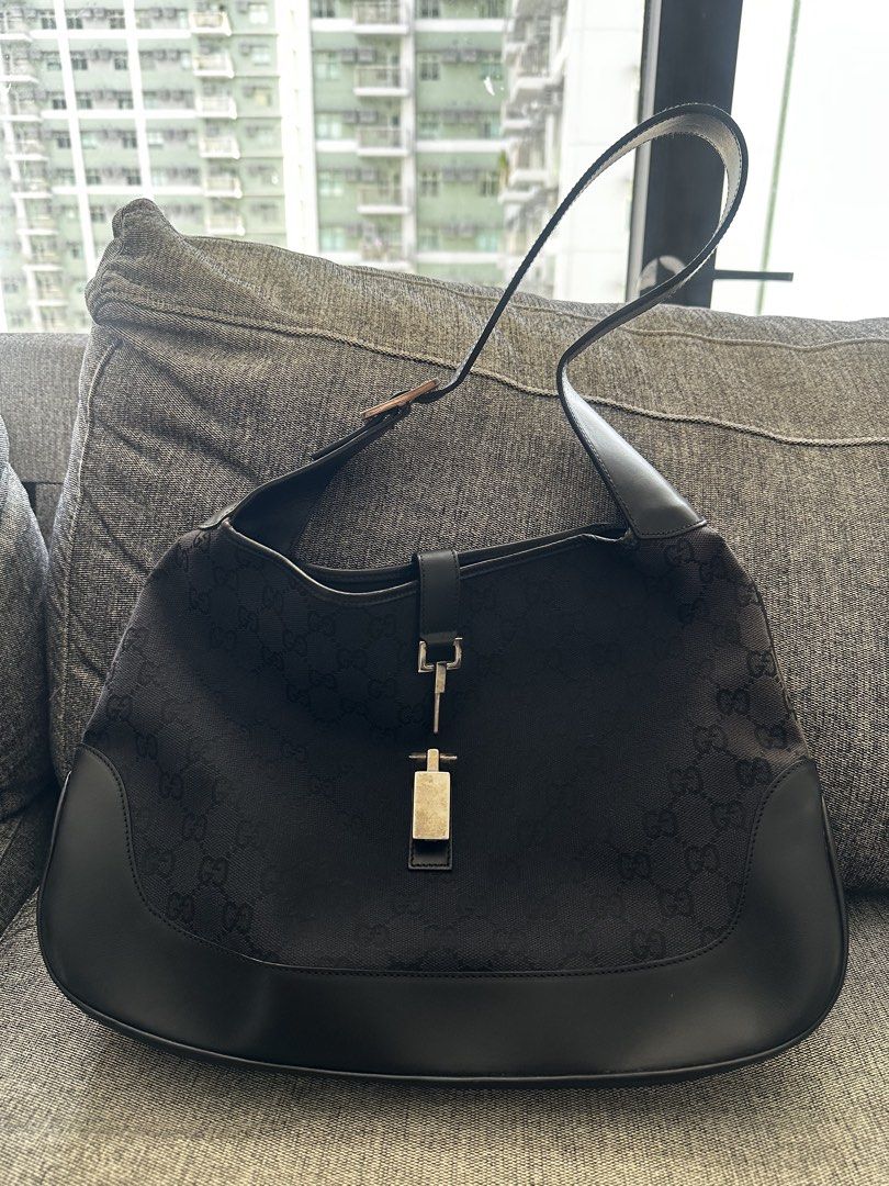 Gucci Jackie Shoulder Bag (Category: Luxury Bags & Wallets) located in Calasiao. Submitted by cielo_b25 (Listing ID 1432478646, Image 1). Description: 🖤 Gucci Jackie Shoulder Bag – Black GG Canvas (₱15,000) Classic and timeless Gucci Jackie bag in black GG monogram canvas with leather trim. Effortlessly chic and perfect for everyday use. ✨ Details: * Black GG canvas with leather trim * Iconic piston lock closure * Adjustable shoulder strap * Lig