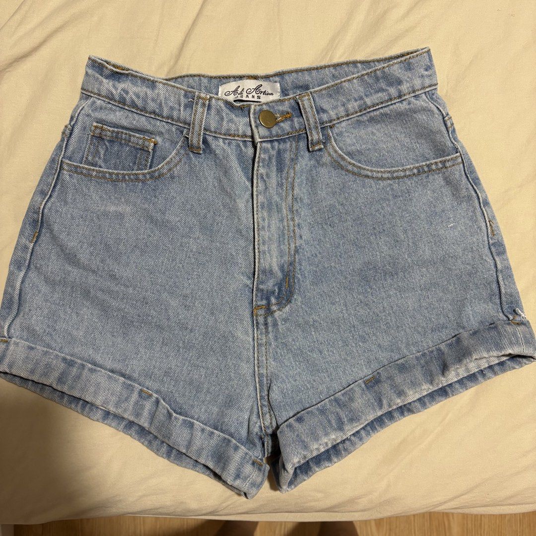 High-Waisted Denim Shorts (Category: Shorts) located in Daet. Submitted by raqijimenez (Listing ID 1432491321, Image 2). Description: AA Shorts High-waisted denim shorts In good condition Great Quality Size 27.