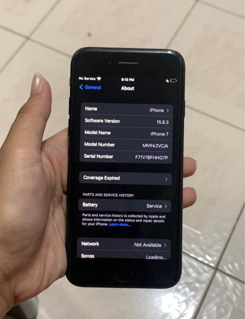 Iphone 7 (Category: iPhone 7 Series) located in Tayabas. Submitted by kleaaa_lei (Listing ID 1432536084, Image 3). Description: Iphone 7 128gb 2,500 Issue: back cam shakey and speaker ng cam but front cam still good bh:72% still good.