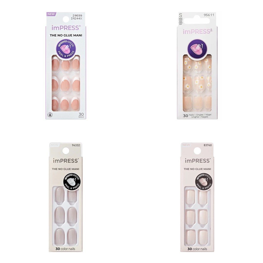 KISS Press-On Nails (short nails) (Category: Hands & Nails) located in Rizal. Submitted by declutteringclutters (Listing ID 1432561970, Image 1). Description: Bundle!! 4 packs of KISS press-on nails! - imPRESS press-on nails - Designs: French tip, daisy, solid colors - 30 nails per set - Easy peel and press application - Get a stylish manicure quickly! Rfs : too small for me, may natural nails are longer Just opened to try if it fits but haven’t 