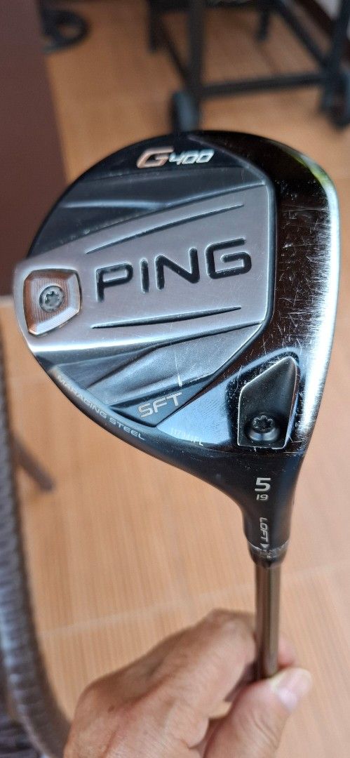 Ping G400 SFT Fairway Woods Set (Category: Golf) located in Pasig City. Submitted by charlespatricklee (Listing ID 1432482372, Image 3). Description: - Ping G400 SFT Fairway Woods Set - Includes 3, 5, and 7 clubs - Features Alta J CB (counter balanced) SR Flex shafts - Comes with aftermarket head covers - Club heads: Black with silver and bronze accents - Shafts: Bronze color - Grips: Black, fair condition Clubs in good condition (8 to 9/10). Wil
