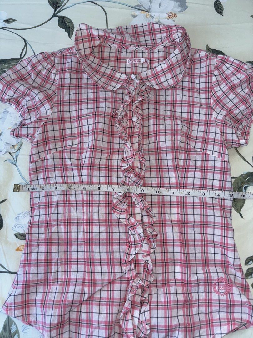Pink Button-up Plaid blouse (Category: Blouses) located in Cavite. Submitted by bbbb444 (Listing ID 1432450262, Image 2). Description: !! NO WW PHOTOS !! - bought from another carouseller - never worn .