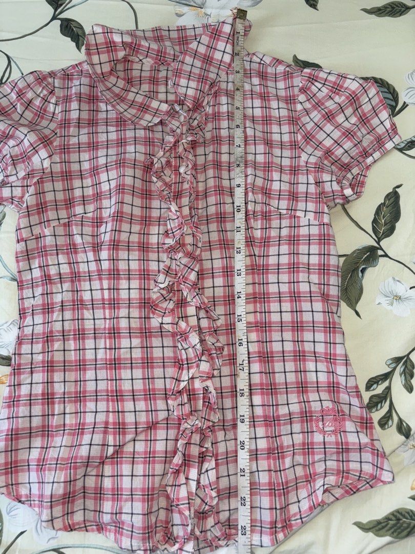 Pink Button-up Plaid blouse (Category: Blouses) located in Cavite. Submitted by bbbb444 (Listing ID 1432450262, Image 3). Description: !! NO WW PHOTOS !! - bought from another carouseller - never worn .