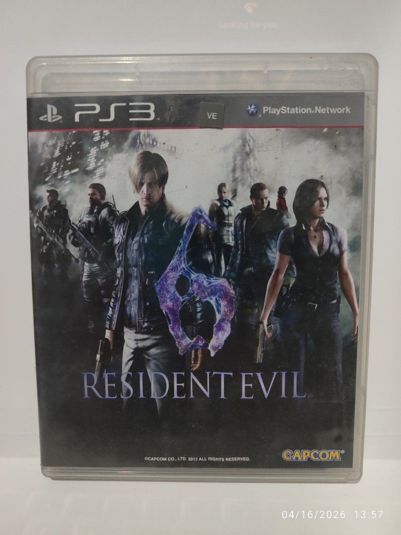 PS3 - Resident Evil 6 (PRE-OWNED) "R1" (Category: PlayStation) located in Mendez-Nunez. Submitted by sf2_gameshop (Listing ID 1432456490, Image 1). Description: PLEASE READ CONDITION: Pre-owned item. Tested working. It comes with a game manual. GENRE: Third-person shooter MODE: Single-player REGION: 3 - Asia VOICE: English IN-GAME TEXT: English MANUAL: English Feel free to chat for any inquiries and I'm inviting you to check my shop regularly for