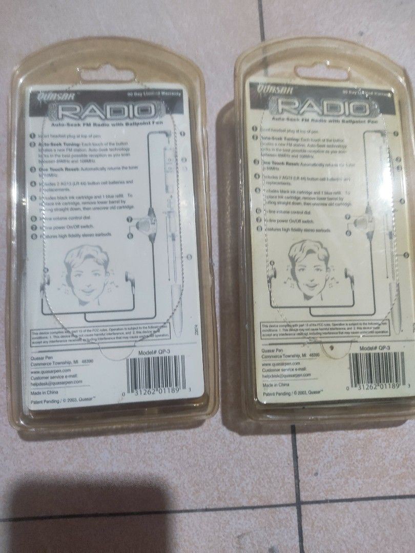 radio pen (Category: Portable Audio Accessories) located in Quezon City. Submitted by mhond-ray192512 (Listing ID 1432497263, Image 3). Description: For sale : 2pcs. Vintage Quasar radio pen sealed nasa pic po ang full description pm sa interested 💌👌 commonwealth qc..