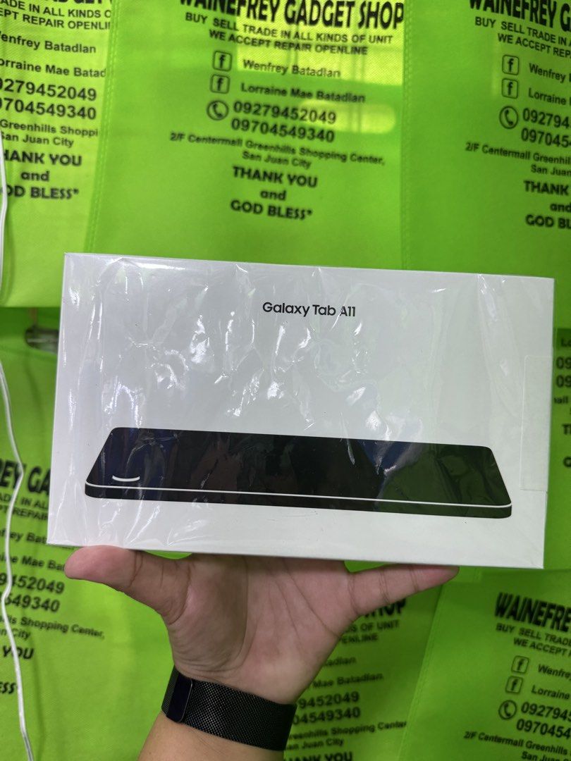 SAMSUNG TAB A11 (Category: Android) located in San Juan City. Submitted by wainefreygadgetshop (Listing ID 1432560760, Image 1). Description: SAMSUNG TAB A11 64gb (WIFI ONLY) BRANDNEW SEALED with 1 YEAR WARRANTY AT ANY SAMSUNG SERVICES GOODS FOR ONLINE CLASS FOR OFFICE FOR KIDS SEARCH NYO NALANG FULL SPECS For fast transaction call/text 09279452049,09704549350 *PAG COD SAMIN ANG PERSONAL RIDER Required po yung Payment First sa shipping !if our tr