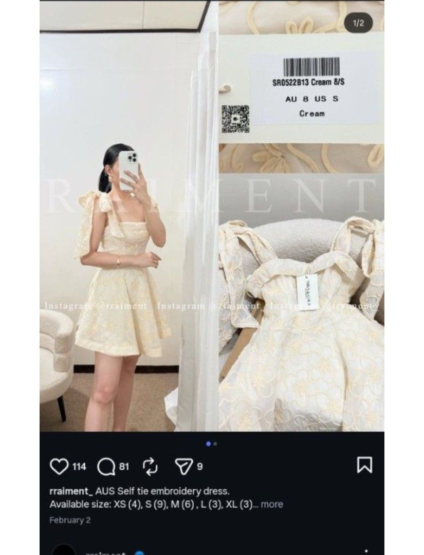 Self Tie Embroidery Dress (Category: Dresses) located in Quezon City. Submitted by declutterwithmeeeeeeeeeee (Listing ID 1432445683, Image 2). Description: Medium fits 34 bust, 28-29 waist helping tags: zara, mango, uniqlo, cotton-on RFS: Never been used. BNWT. Bought from rrainment IG shop for 1450. Maluwag sakin huhu.