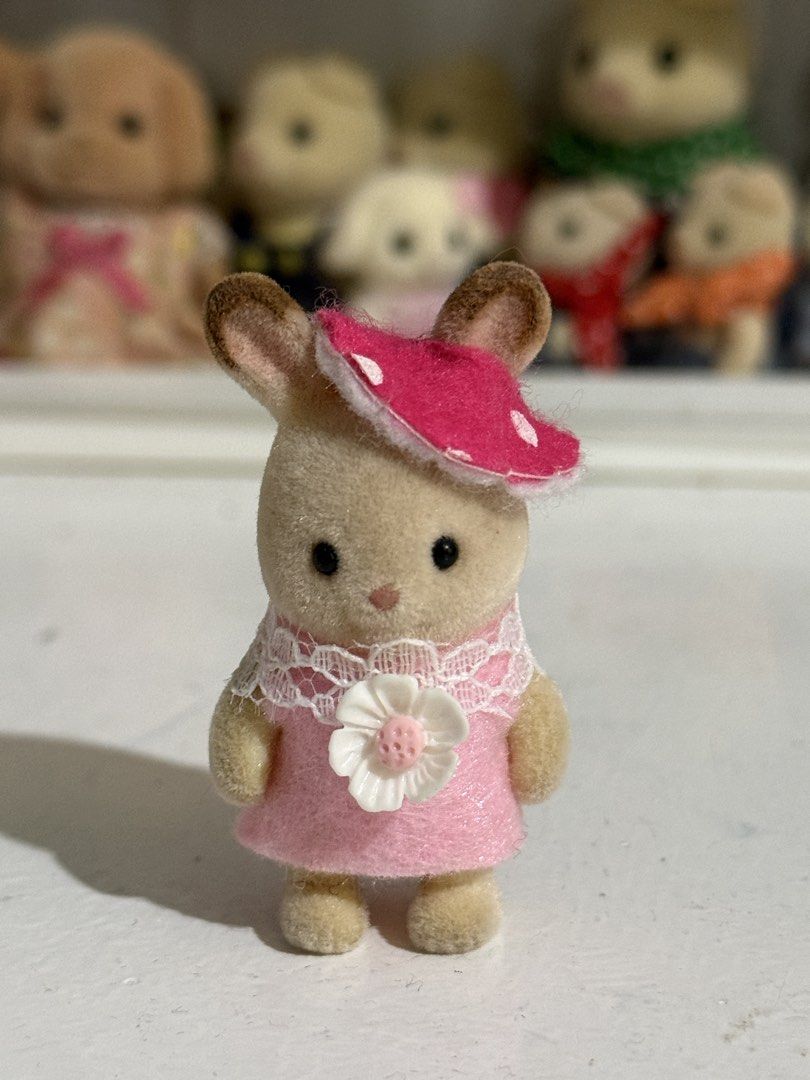 Sylvanian Families Chocolate Rabbit DIY Pink Mushroom Baby Figurine (Category: Designer & Blind Box Toys) located in Antipolo. Submitted by kiksy.closet (Listing ID 1432596159, Image 1). Description: Sylvanian Families Chocolate Rabbit DIY Pink Mushroom Baby Figurine - w minimal dirt - check pics to evaluate condition.