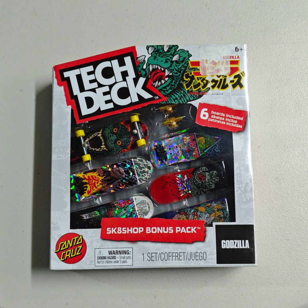 Tech Deck Skateshop Bonus Pack (Category: Action & Battle Toys) located in Manila. Submitted by rseb.x (Listing ID 1432454510, Image 1). Description: GODZILLA X SANTA CRUZ - As Is Condition. - Sealed..
