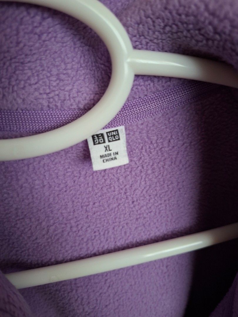 Uniqlo Fleece Jacket XL (Category: Coats, Jackets and Outerwear) located in Caloocan City. Submitted by mikomikoj (Listing ID 1432433692, Image 2). Description: - Uniqlo fleece jacket - Color: Purple - Size: XL - Features: Collar and zipper - Made in China - Condition: Good MOD: Lalamove/J&T MOP: GCash/Maribank.