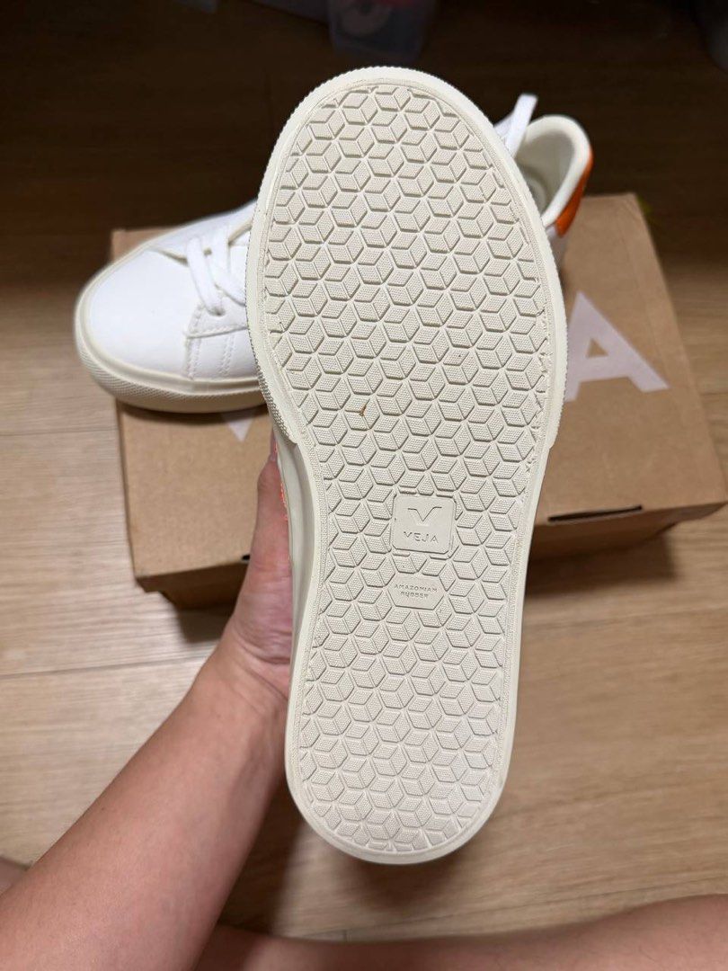 Veja Campo Leather Sneakers - White/Orange (Category: Sneakers) located in Paranaque City. Submitted by jjbmd (Listing ID 1432572162, Image 3). Description: ✨BRAND NEW-NEVER USED✨ - Kept in storage - Veja Campo sneakers - White leather with orange accents - White sole and laces - Size: EUR 38, UK 5, US 7, BR 36 - Made in Brazil - Comes with original box -Bought for 8k+, selling low already slightly negotiable.