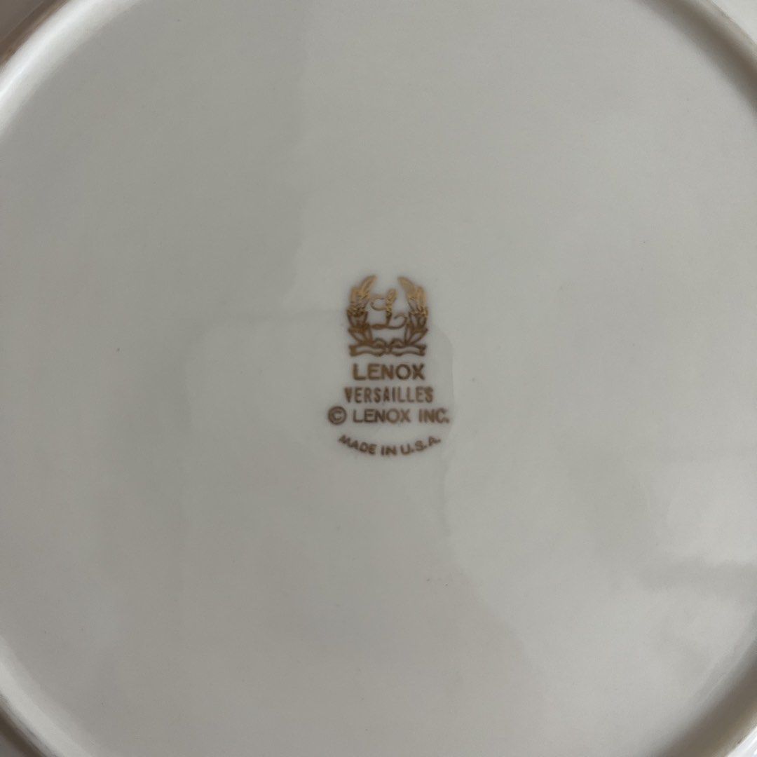 [VINTAGE] Lenox Versailles Dinnerware Set (Category: Dinnerware & Cutlery) located in Makati City. Submitted by happycloset5 (Listing ID 1432411794, Image 2). Description: This is from my grandmother's personal collection bought in the 1980s. It was just on display in her glass cabinet. A 20-piece elegant Lenox Versailles dinnerware set. It features a cream-colored base with a floral and gold rim design. Inclusion: (4 pcs) 3" teacup + (4 pcs.) sa