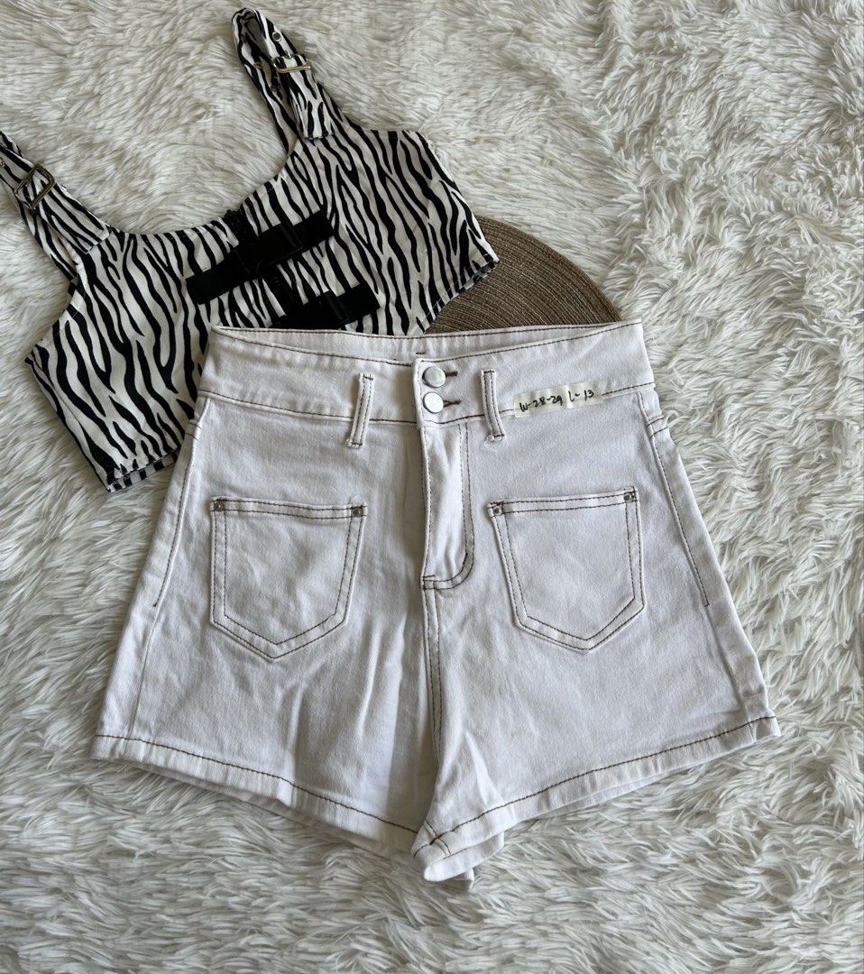 White Denim Shorts and Zebra Print Top (Category: Sets or Coordinates) located in Roxas City. Submitted by kaisclstrxs_5801 (Listing ID 1432536977, Image 1). Description: - Stylish set: white denim shorts and zebra print top - Shorts: high-waisted, two front pockets, double-button closure - Top: unique zebra print with black accents - Perfect for casual and trendy looks - Great for day or night out.