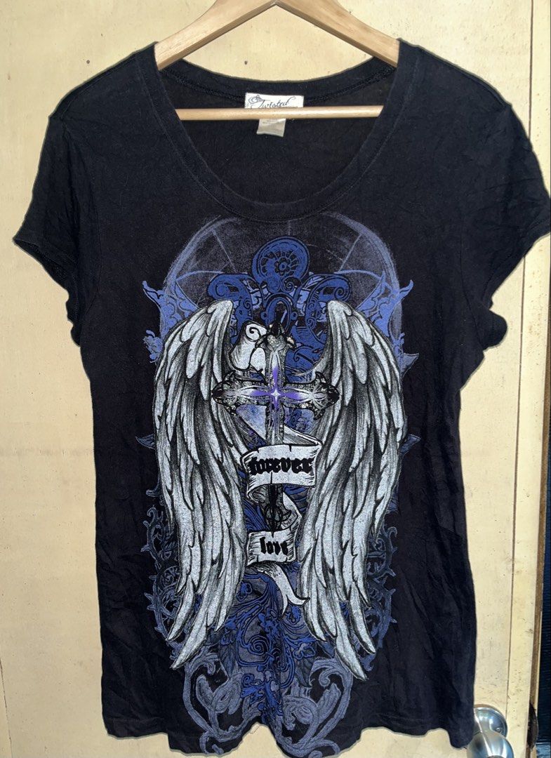 Y2K Cyber Grunge Graphic Tee (Category: Dresses) located in Nabua. Submitted by lastthrift2.0 (Listing ID 1432470224, Image 1). Description: Dimes•18.5x27 Need wash🧼 Plus sf.