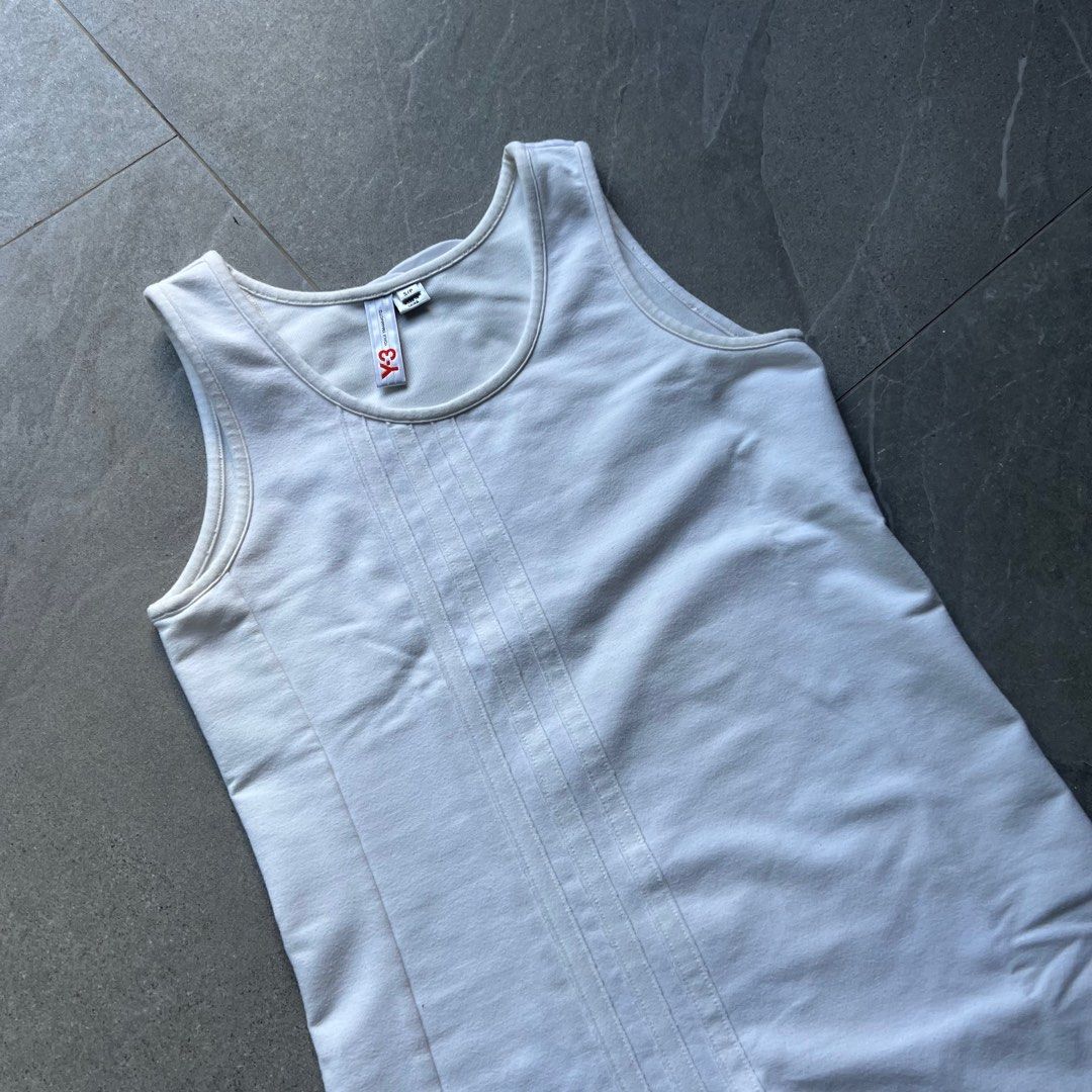 Yohji Yamamoto x Adidas Shift Dress (Category: Dresses) located in Lipa City. Submitted by objectz.in.the.mirror (Listing ID 1432417652, Image 3). Description: Yohji Yamamoto x Adidas Shift Dress Color: White Size: Small Dimensions: 15.5” (width) x 34” (length) Very good condition Flaws: sign of usage & fine lints..