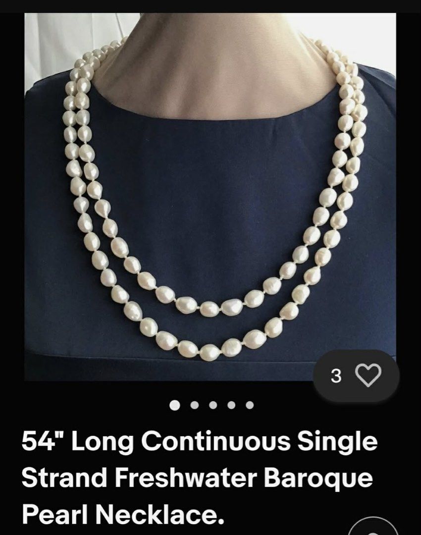 54" Long Continuous Single Strand Freshwater Baroque Pearl (Category: Necklaces) located in Baguio. Submitted by iamlorm (Listing ID 1432790014, Image 3). Description: 54” Long Continuous Single Strand Freshwater Baroque Pearl Necklace.