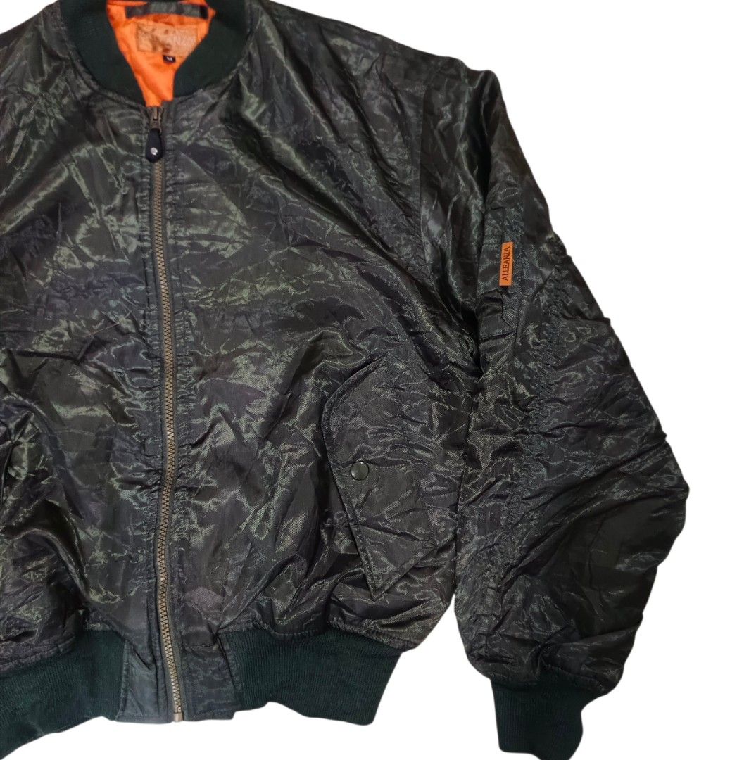 Alleanza Bomber Jacket - Size M (Category: Coats, Jackets and Outerwear) located in General Santos City (Dadiangas). Submitted by _jackeith (Listing ID 1432705784, Image 3). Description: - Alleanza bomber jacket - Color: Black - Size: M - Full zip closure - Ribbed cuffs and hem - Orange interior lining - Two front pockets - Textured outer material - Condtion: No issue - Dimes: 25L x 25W.