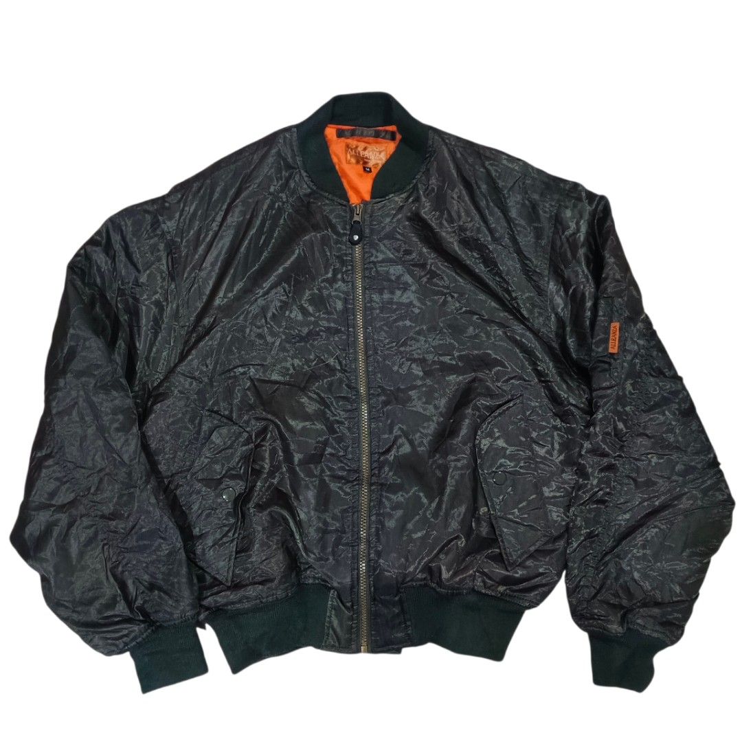 Alleanza Bomber Jacket - Size M (Category: Coats, Jackets and Outerwear) located in General Santos City (Dadiangas). Submitted by _jackeith (Listing ID 1432705784, Image 1). Description: - Alleanza bomber jacket - Color: Black - Size: M - Full zip closure - Ribbed cuffs and hem - Orange interior lining - Two front pockets - Textured outer material - Condtion: No issue - Dimes: 25L x 25W.