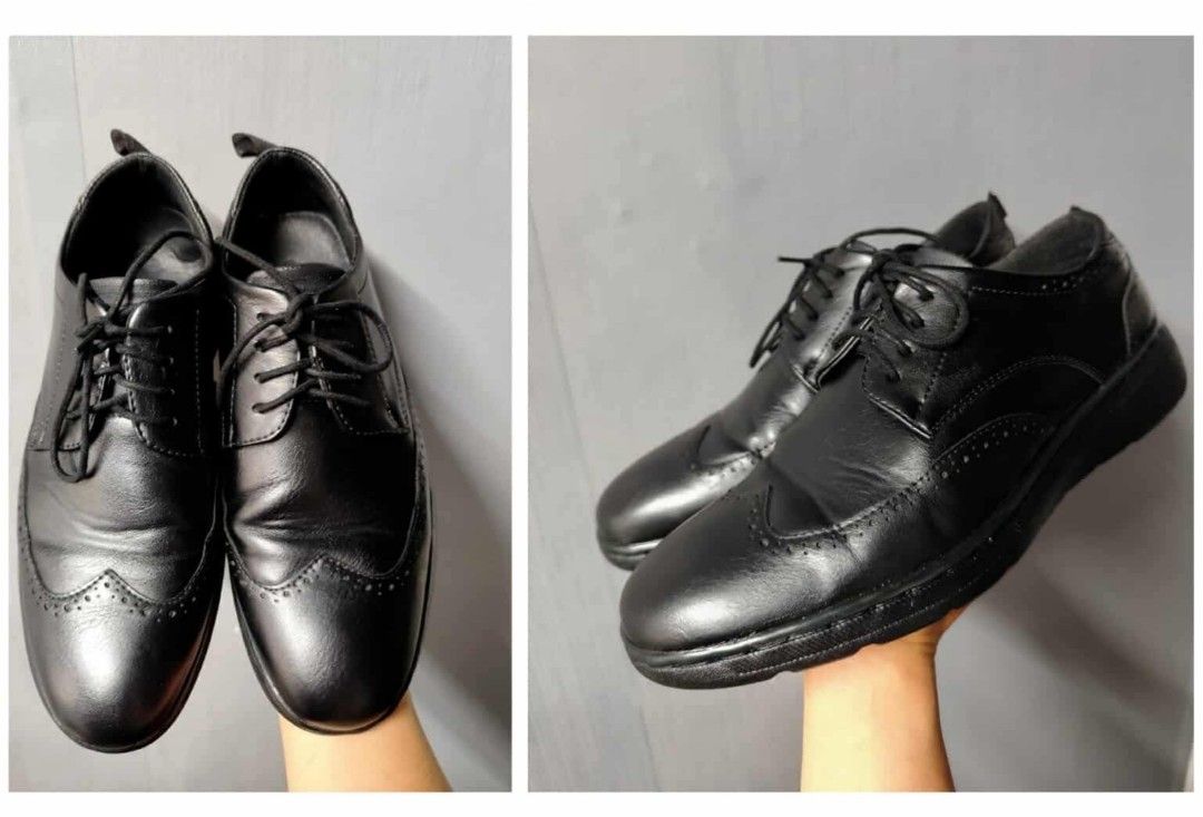 Avenue Black Leather Shoes Size 6 (Category: Dress Shoes) located in Manila. Submitted by findingneutral (Listing ID 1432687620, Image 1). Description: Avenue black leather shoes, size 6. Classic lace-up design with brogue detailing. Includes original box. Petron BCDA Slightly nego.