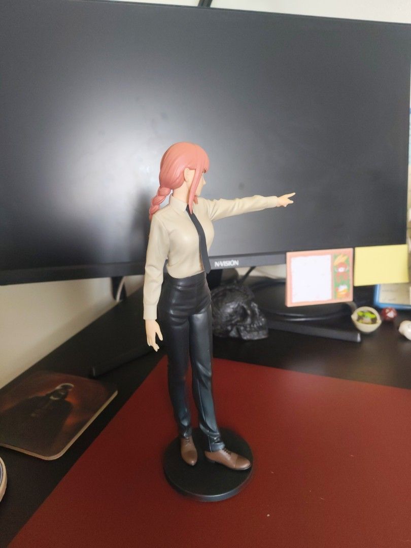 Bandai Spirits Chainsaw Man Makima Figure (Category: Figurines & Statues) located in Mandaluyong City. Submitted by yepiedoodledo (Listing ID 1432629153, Image 2). Description: - Bandai Spirits Makima figure - Dynamic pose - Black base - Outfit: White shirt, black pants, and tie - Pink hair - Base includes Bandai Spirits logo - "Made in China" printed on the base.