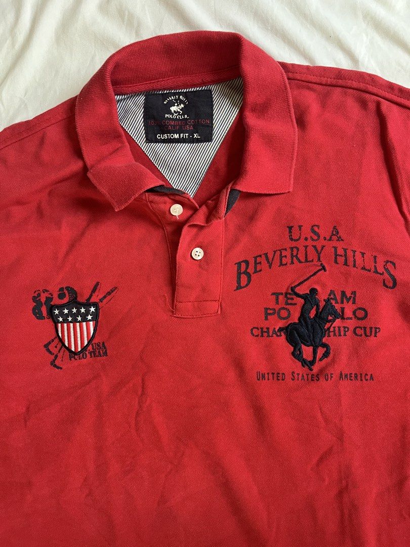 Beverly Hills Polo Shirt (Category: Tshirts & Polo Shirts ) located in Iloilo. Submitted by archivesby.rl (Listing ID 1432660961, Image 3). Description: Bev Polo Hills Red Polo Size: XL on Tags Width: [21.5 in] Length: [32 in] Condition: [9/10] Any notable flaw: None ₱300 .