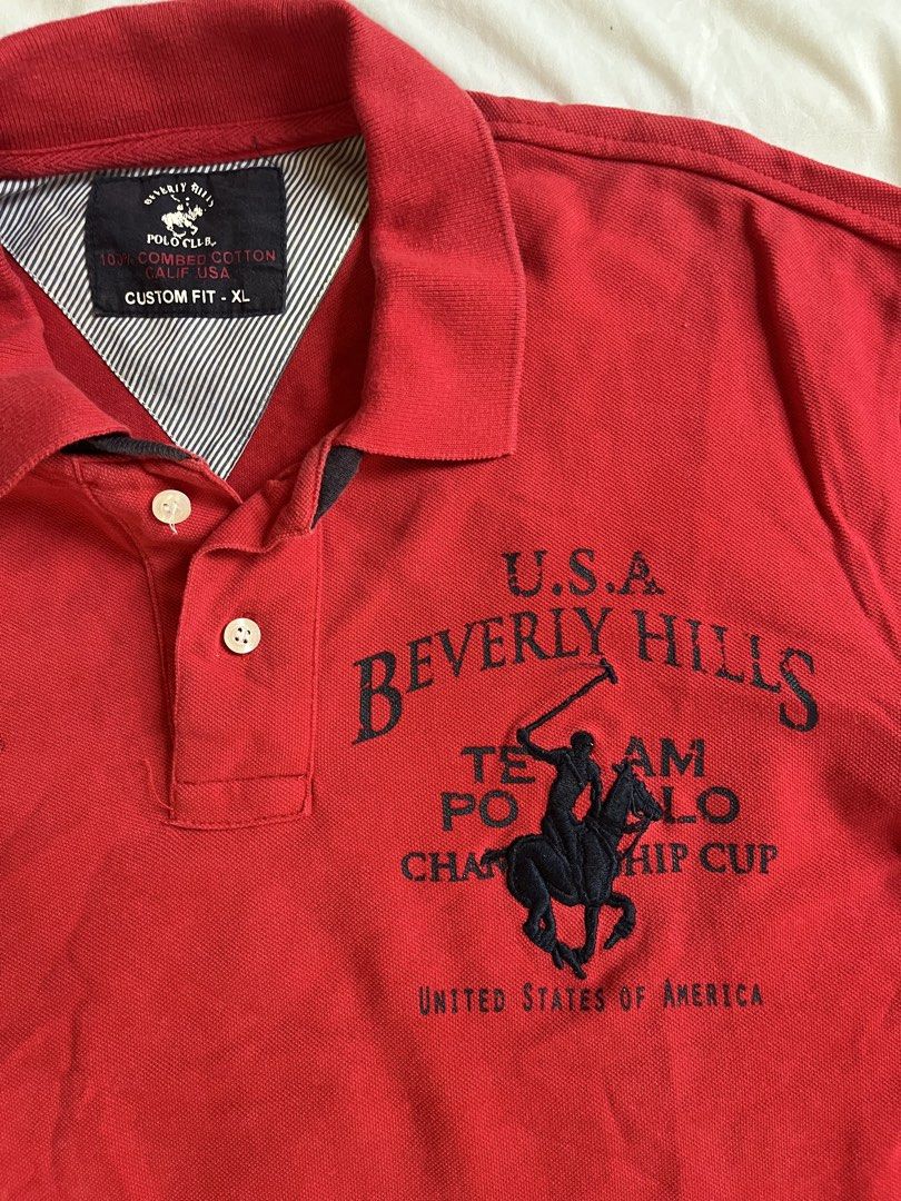 Beverly Hills Polo Shirt (Category: Tshirts & Polo Shirts ) located in Iloilo. Submitted by archivesby.rl (Listing ID 1432660961, Image 2). Description: Bev Polo Hills Red Polo Size: XL on Tags Width: [21.5 in] Length: [32 in] Condition: [9/10] Any notable flaw: None ₱300 .