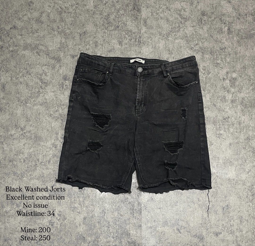 Black Washed Jorts (Category: Shorts) located in Sorsogon. Submitted by vanbercs (Listing ID 1432709129, Image 1). Description: - Black washed jorts - Distressed details - Waistline: 34 - Raw hem - Perfect for casual wear - Versatile wardrobe piece.