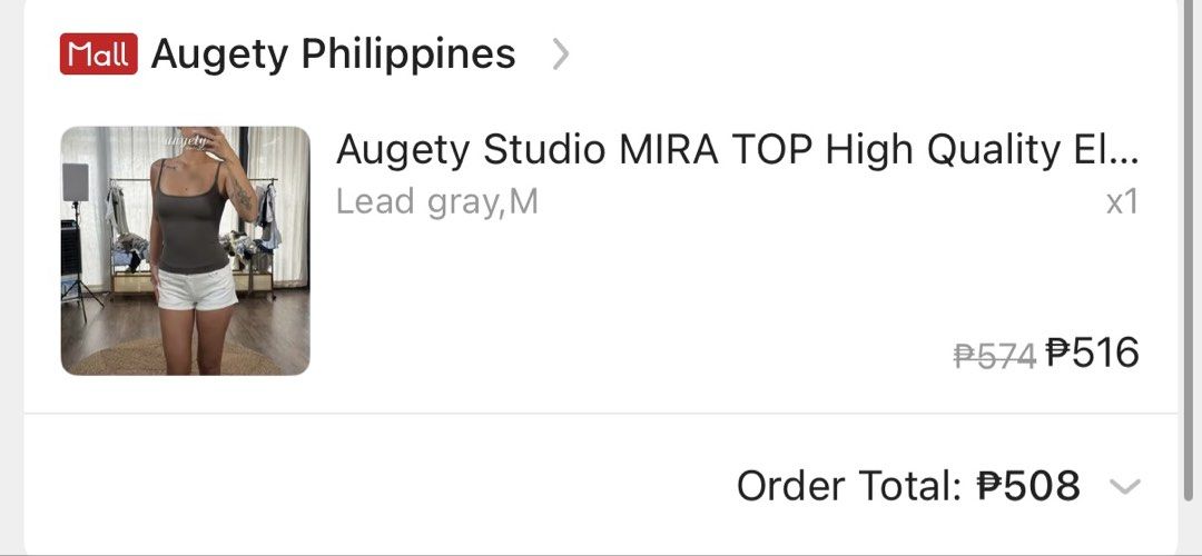 BNWT AUGETY mira tank top (Category: Sleeveless) located in Manila. Submitted by gogglesss (Listing ID 1432607678, Image 2). Description: - bnwt - bought for ₱500 on orange app from official store - Size M tags hollister brandy melville tank air subdued h&m zara cotton on bershka stradivarius lululemon .