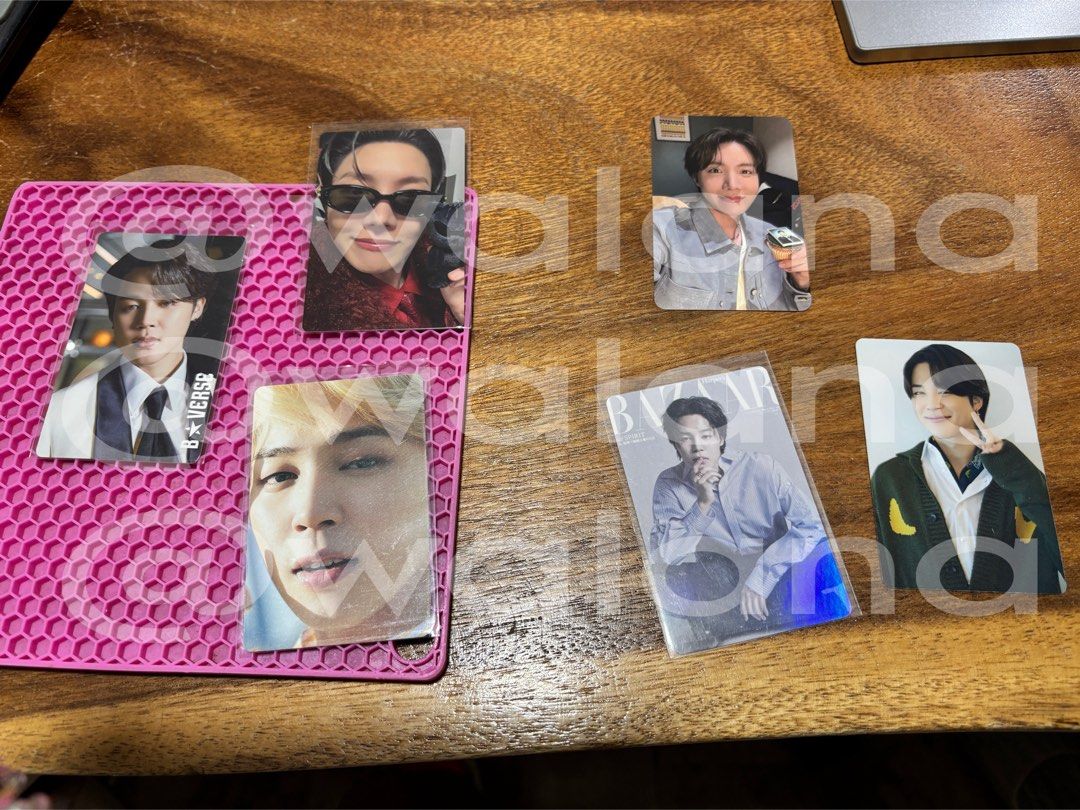 BTS Photocards (Category: K-Wave Merchandise) located in Paranaque City. Submitted by walanas (Listing ID 1432748153, Image 1). Description: - BTS photocard set - Featuring J-Hope, Jimin, and other members - Includes a Bazaar magazine photocard - All photocards are in protective sleeves - Perfect for BTS fans! pm !!.