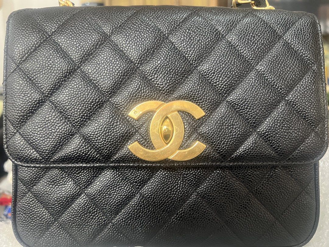 Chanel Vintage Caviar Flap Bag (Category: Luxury Bags & Wallets) located in Manila. Submitted by jonalyngal75237 (Listing ID 1432705239, Image 3). Description: - Authentic Vintage Chanel Caviar Flap Bag - very rare vintage bag - Color: Black - Hardware: Gold-tone - Strap: Gold-tone chain - Closure: Iconic CC turn-lock - Interior: Burgundy leather lining - Design: Quilted - Additional: Chanel logo zipper pull - with legit grails - .
