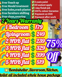 🏠House Painting,Plastering,Epoxy,Vinyl,Varnish,Parquet Polish,Marble Polish,HDB Plaster,Grouting,Door And Door Frame Paint,Kitchen And Toilet Ceiling,Antimould Treatment, Wallpaper Installation, Wallpaper Remove,Wall Design,Momento,Limewash,All Services In Affordable Price Collection item 1