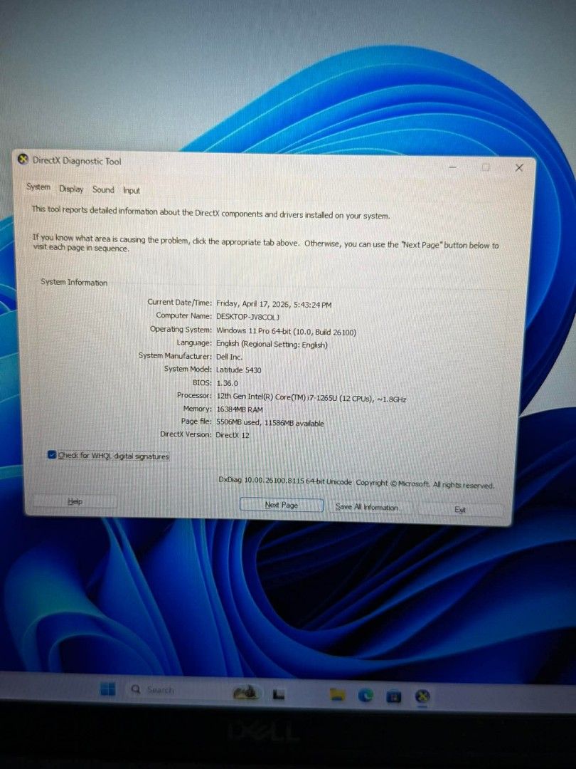 DELL Latitude 5430 TOUCH SCREEN (Category: Laptops & Notebooks) located in Manila. Submitted by happyearth.953a15 (Listing ID 1432699556, Image 3). Description: DELL Latitude 5430 TOUCH SCREEN I7 12th gen Intel UHD Graphics 16gb ram 256gb nvme Windows 11 pro OS Unit with type C dell original charger No issue ✅ Tested ✅ 💸💸 19,500 only Location: San Andres bukid manila Pick up or meet up.