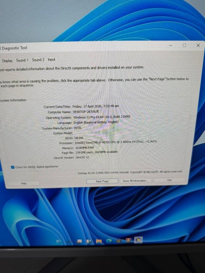 Dhp All in One PC 24 inches frameless (Category: Monitor Screens) located in Manila. Submitted by happyearth.953a15 (Listing ID 1432789867, Image 3). Description: Dhp All in One PC 24 inches frameless I5 4th gen Intel UHD Graphics 4600 16gb ram 256gb ssd Windows 11 pro OS Ms office installed Free mouse and keyboard 💸💸 7,000 only Location: San Andres bukid manila Pick up or deliver.