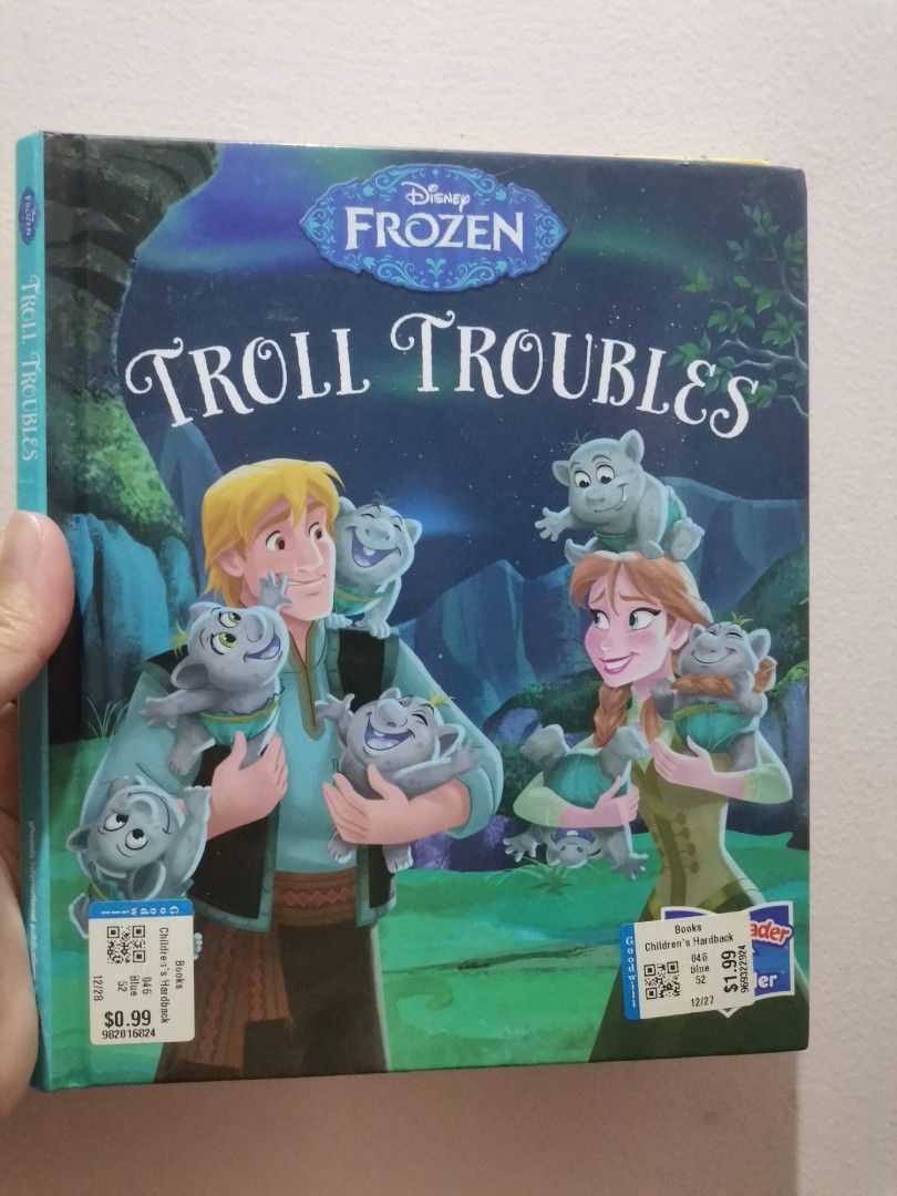 Disney Frozen Troll Troubles Book (Category: Children's Books) located in Makati City. Submitted by kookybearsstuff (Listing ID 1432713201, Image 1). Description: - Disney Frozen "Troll Troubles" book - Features Anna, Kristoff, and trolls - Suitable for ages 18 months and up - Published by Disney Enterprises, Inc. - Colorful cover with movie illustrations.