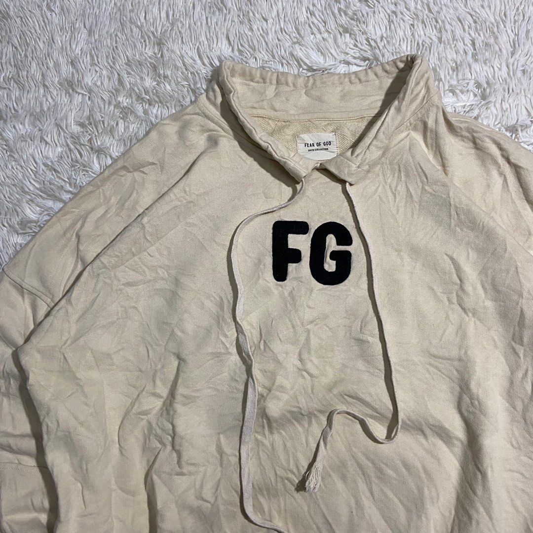 Fear Of God Essentials Mock Neck Pullover (Category: Coats, Jackets and Outerwear) located in Cebu City. Submitted by johngregmoldez03 (Listing ID 1432713048, Image 2). Description: Fear of God Essentials Mock Neck Cream Pullover Size: Medium Dimension: 27 Width / 27 Length Box Type Color Rate: 9.5/10 Excellent Condition - Need Wash Pm📩.