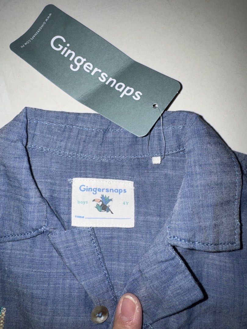 Gingersnaps Boys' Shirt - 4Y (Category: Babies & Kids Fashion) located in Manila. Submitted by declutter_with_mrs (Listing ID 1432749519, Image 2). Description: - Gingersnaps Boys' Shirt - Size: 4Y - Features embroidered "Good Times" and desert scene - Denim-like material RFS: decluttering MOP: gcash MOD: grab/lalamove PICKUP LOC: BGC, Taguig SF shoulder by buyer STRICTLY PAYMENT FIRST BEFORE PICKUP.