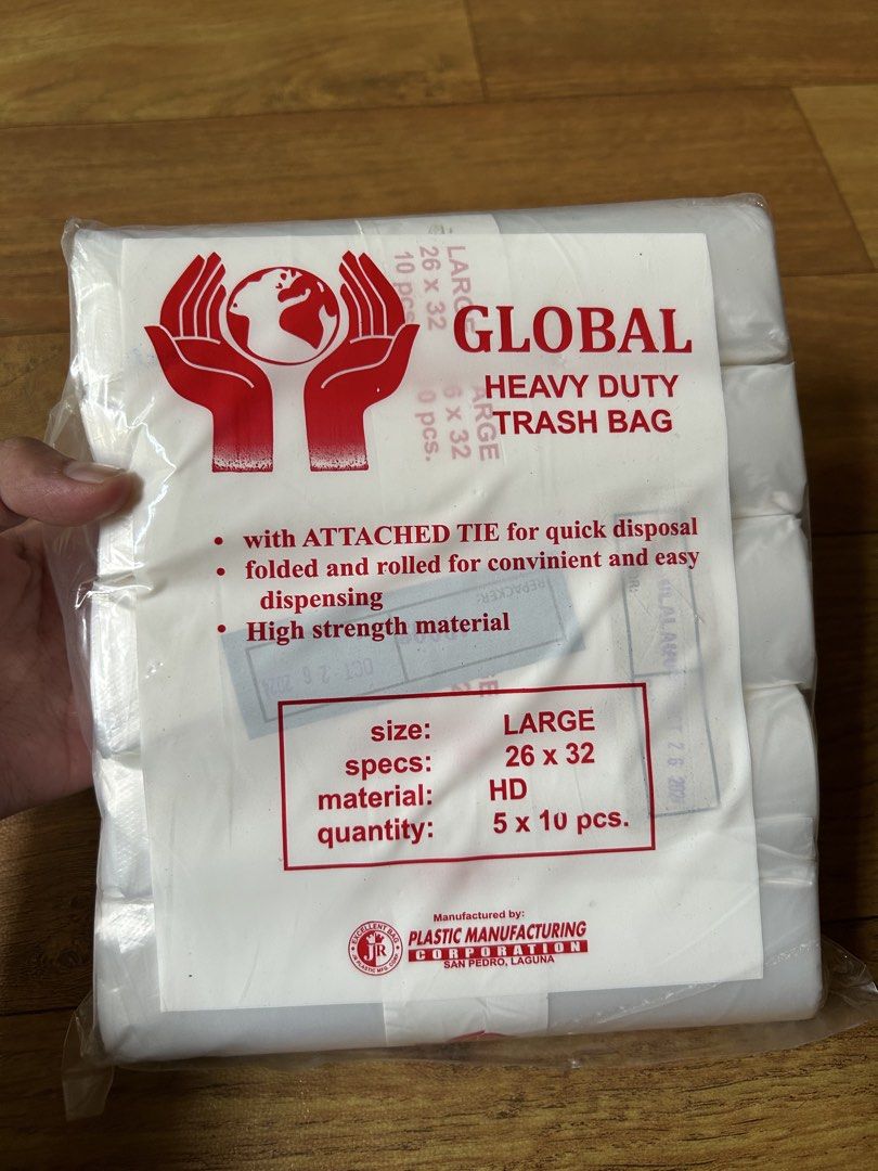 Global Heavy Duty Trash Bags (Category: Waste Bins & Bags) located in Las Pinas. Submitted by kc.doctor (Listing ID 1432603756, Image 1). Description: 50 pcs.