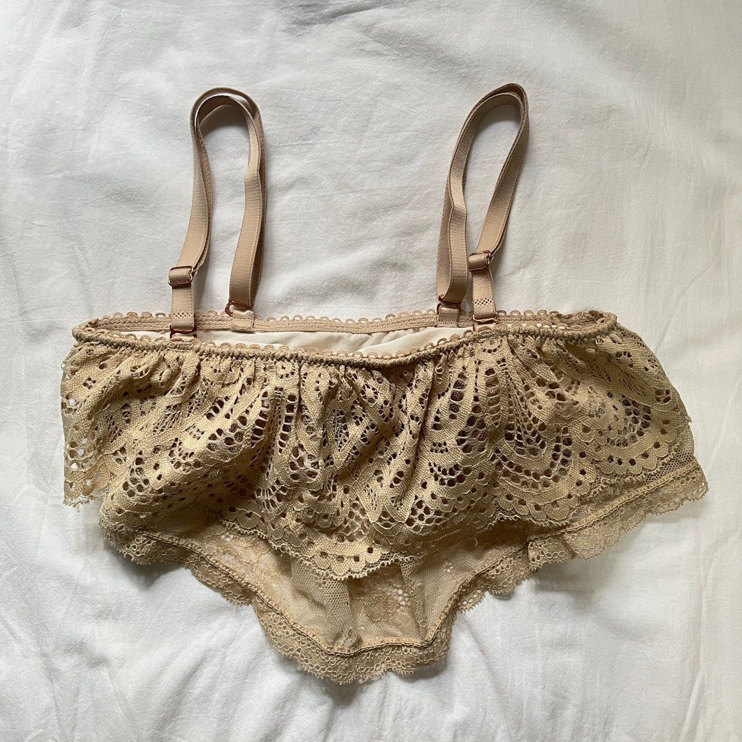 H&M Light Brown Lace Bralette (Category: Sleeveless) located in Taytay. Submitted by pompompurinrin (Listing ID 1432602623, Image 1). Description: – never worn – straps are adjustable and detachable – rfs: decluttering payment via gcash or maribank, shipping fee should be shouldered by buyer .