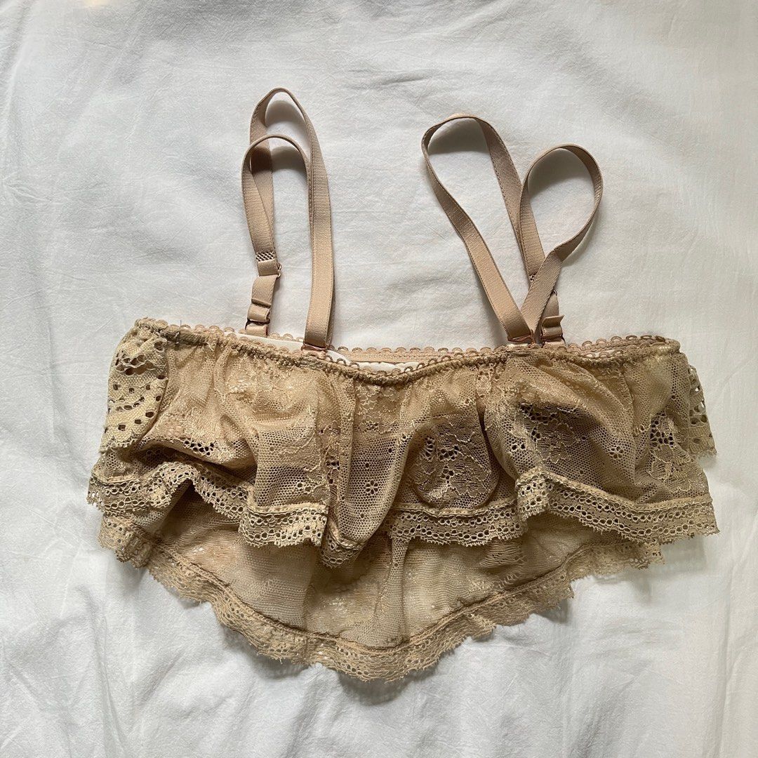 H&M Light Brown Lace Bralette (Category: Sleeveless) located in Taytay. Submitted by pompompurinrin (Listing ID 1432602623, Image 2). Description: – never worn – straps are adjustable and detachable – rfs: decluttering payment via gcash or maribank, shipping fee should be shouldered by buyer .