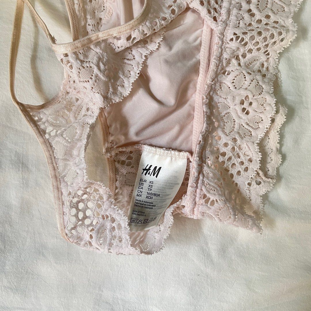 H&M Light Pink Lace Bralette (Category: Sleeveless) located in Taytay. Submitted by pompompurinrin (Listing ID 1432601447, Image 3). Description: – worn this as a top – rfs: decluttering payment via gcash or maribank, shipping fee should be shouldered by buyer .
