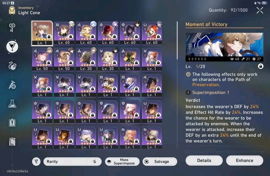 Honkai StarRail account (Category: Game Gift Cards & Accounts) located in Caloocan City. Submitted by .chuubeans (Listing ID 1432749926, Image 3). Description: Asia No issue Has 35 pulls ( can be added more till it got sold ).