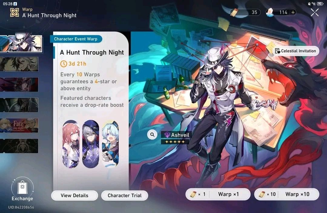 Honkai StarRail account (Category: Game Gift Cards & Accounts) located in Caloocan City. Submitted by .chuubeans (Listing ID 1432749926, Image 2). Description: Asia No issue Has 35 pulls ( can be added more till it got sold ).