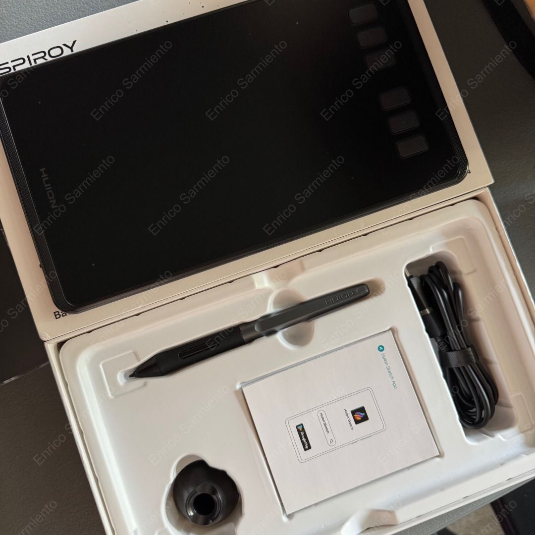 HUION Inspiroy H640P Pen Tablet (Category: Other Accessories) located in Trece Martires City. Submitted by iiiiicko (Listing ID 1432668767, Image 1). Description: Selling my HUION Inspiroy H640P. Ilang beses lang nagamit and nakatago na lang. Tested as of: 4/17/2026. Working pen pressure on Photopea (pls see screenshot). I can't test on PS since I no longer have subscription. Inclusions: (Complete Package) - Tablet - Pen - Pen holder - Cable - 8 