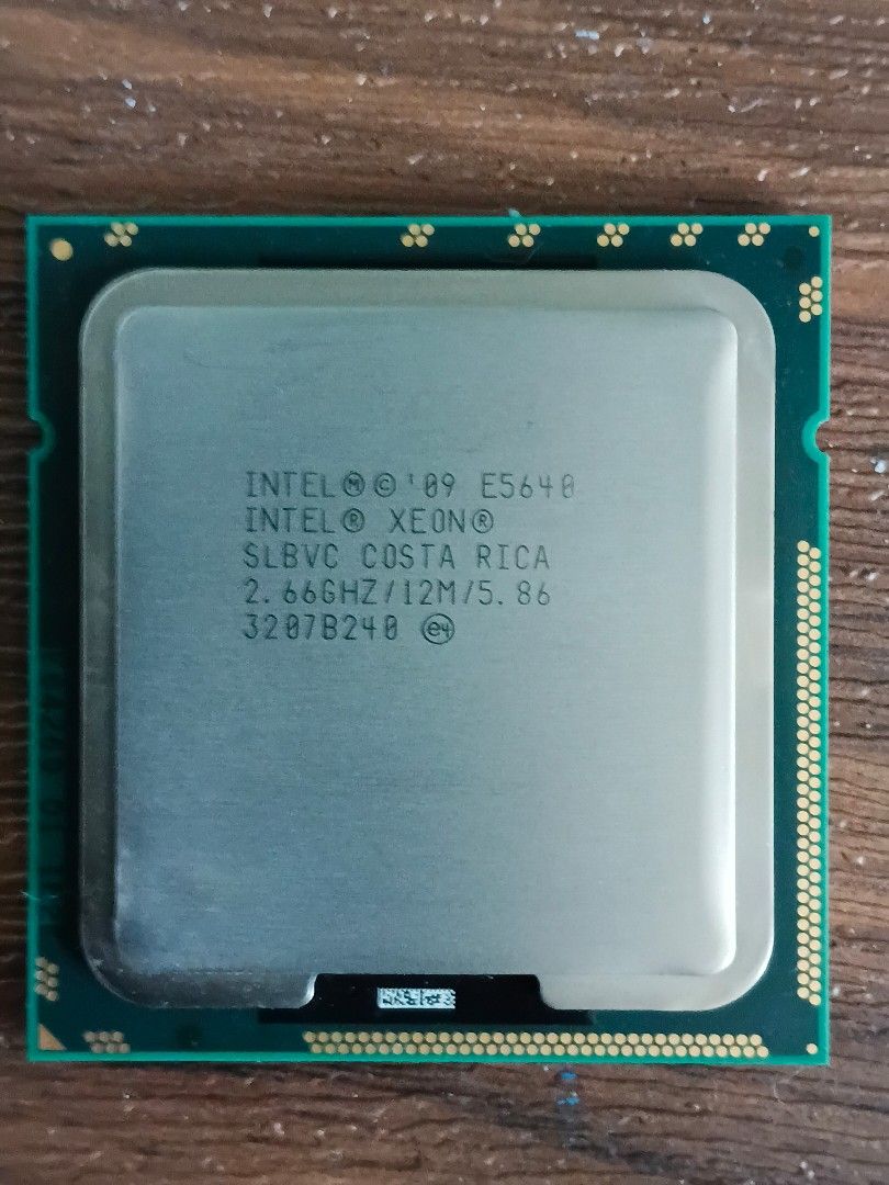 Intel Xeon E5640 2.66GHz 4-Core / 8-Thread Server CPU (LGA1366) (Category: Desktops) located in Manila. Submitted by unclevin29 (Listing ID 1432664621, Image 3). Description: 1100 each! 📝 DESCRIPTION Intel Xeon E5640 Server Processor ✔️ Tested working ✔️ Server pull-out ✔️ Good condition 🔧 Specifications: Model: Xeon E5640 (SLBVC) Cores/Threads: 4C / 8T Base Speed: 2.66GHz (Turbo 2.93GHz) Cache: 12MB L3 Socket: LGA1366 QPI: 5.86 GT/s TDP: 80W M