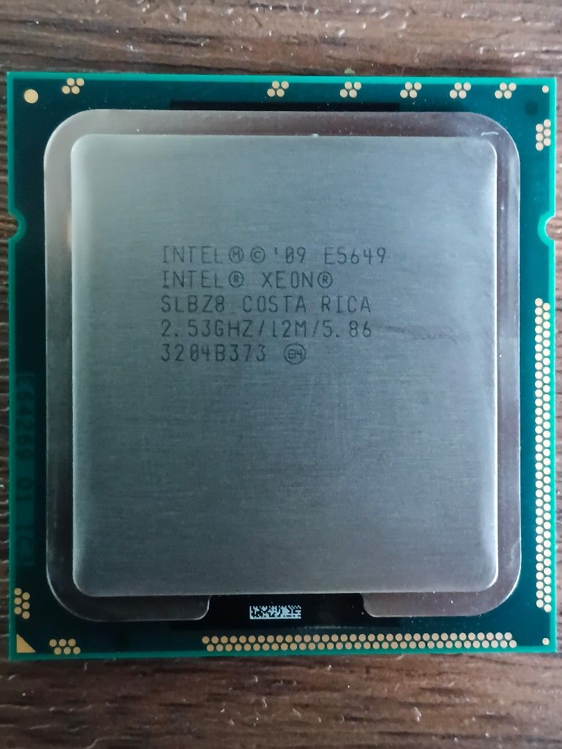 Intel Xeon E5649 6-Core 12-Thread 2.53GHz Server CPU (LGA1366) (Category: Desktops) located in Manila. Submitted by unclevin29 (Listing ID 1432668811, Image 3). Description: 1500 each! Intel Xeon E5649 Server Processor ✔️ Tested working ✔️ Server pull-out ✔️ Good condition 🔧 Specifications: Model: Xeon E5649 (SLBZ8) Cores/Threads: 6C / 12T Base Speed: 2.53GHz (Turbo 2.93GHz) Cache: 12MB L3 Socket: LGA1366 TDP: 80W Memory: DDR3 ECC Registered 🖥️