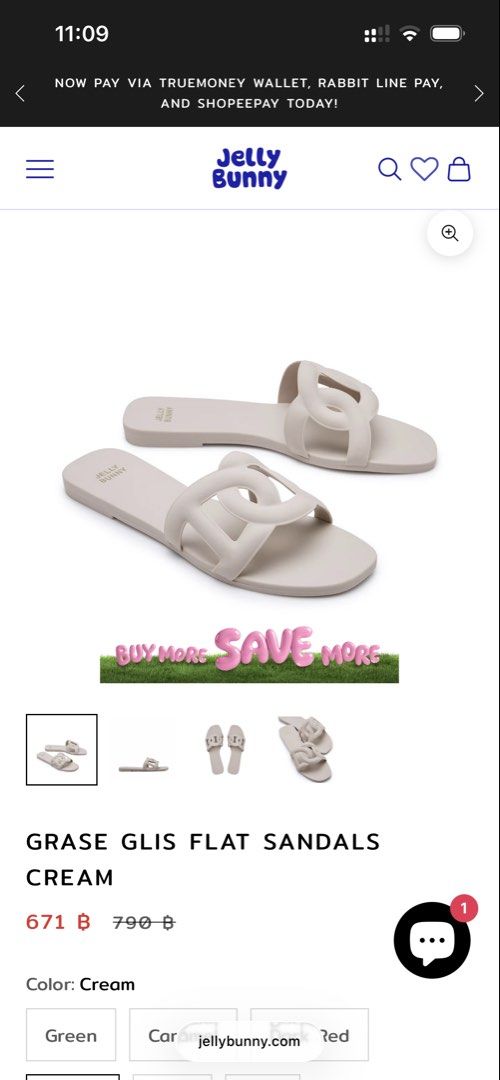 Jelly Bunny Grase Glis Flat Sandals - White (Category: Flats & Sandals) located in Bulacan. Submitted by clncon (Listing ID 1432624231, Image 1). Description: - White-colored Jelly Bunny flat sandals - Unique chain-link strap design - Made of a rubbery material - Features the Jelly Bunny logo - Original price: ₱1,481.10 (bought in BKK) - 24.5 cm ‼️ 1,500 pesos for both sandals.