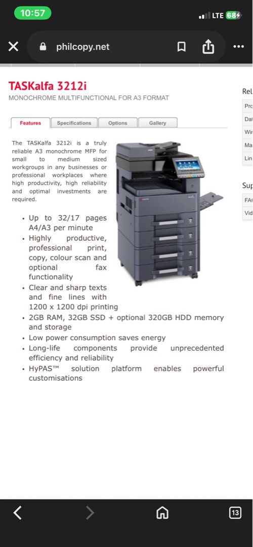 Kyocera taskalfa 3212i (Category: Printers, Scanners & Copiers) located in Paranaque City. Submitted by microware.cs (Listing ID 1432622090, Image 2). Description: Selling kyocera taskalfa 3212i 100% working condition A3 size For faster transaction please pm or text .