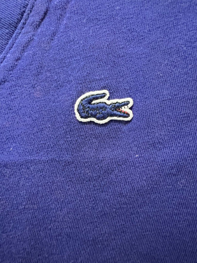 Lacoste V-Neck T-Shirt - Size 38 (Category: Shirts) located in Meycauayan. Submitted by 3fold (Listing ID 1432696095, Image 1). Description: - Authentic Lacoste V-neck T-shirt - Violet in actual - Features the iconic Lacoste crocodile logo - Made in Peru - Size 38 - From Lacoste Operations, Paris (France) - 24x18 dimes.